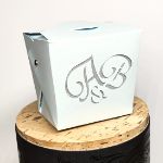 TakeOutBox Hochzeit Initialen hellblau metallik